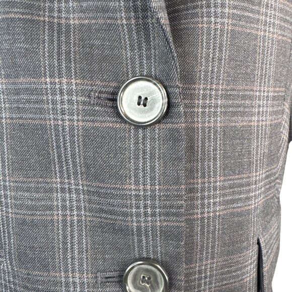 Talbots Grey Size 4 Plaid Two-Button Blazer Wool Blend - Picture 4 of 14